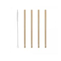 Conjunto 4 Canudos de Bambu Reutilizáveis com Escova para Limpeza 20cm - Lyor