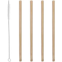 Conjunto 4 Canudos De Bambu Reutilizaveis Com Escova Para Limpeza 20cm Conjunto 4 Canudos De Bambu Reutilizaveis Com Escova Para Limpeza 20cm