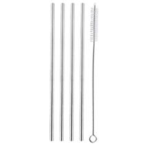 Conjunto 4 canudos ecológicos reutilizáveis de metal com escova para limpeza Conjunto 4 canudos ecológicos reutilizáveis de metal com escova para limpeza