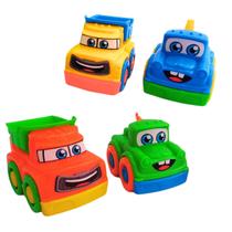 Conjunto 4 Carrinhos De Corrida De Encaixe Infantil Bebê