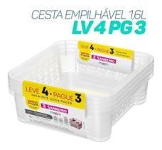 Conjunto 4 Cesto Organizador Empilhável Plástico 1,6l Organização Armazenamento