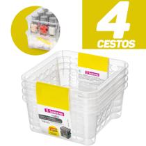 Conjunto 4 Cesto Organizador Empilhável Plástico 746ml Versátil Resistente