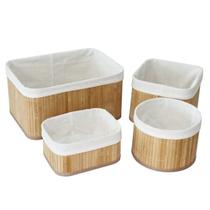 Conjunto 4 Cestos de Bambu Organizadores c/ um Redondo Maxx