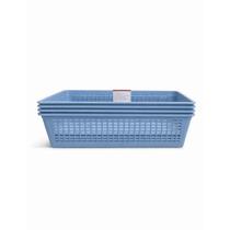 Conjunto 4 Cestos Organizadores 2L Azul 24x7x16 cm Conjunto 4 Cestos Organizadores 2L Azul 24x7x16 cm