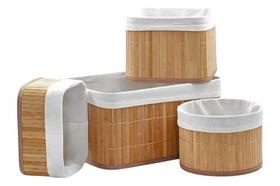 Conjunto 4 Cestos Organizadores Bambu Natural Multiuso Trançado Decoração Conjunto 4 Cestos Organizadores Bambu Natural Multiuso Trançado Decoração