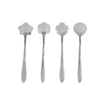 Conjunto 4 Colheres Aço Inox Para Chá Flores Prateada