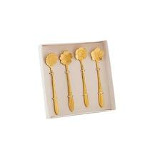 Conjunto 4 colheres Inox para Chá Flores Dourado Wolff Conjunto 4 colheres Inox para Chá Flores Dourado Wolff
