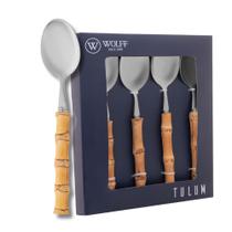 Conjunto 4 Colheres para Mesa de Aço Inox com Cabo de Bambu Tulum 20,5cm Wolff Conjunto 4 Colheres para Mesa de Aço Inox com Cabo de Bambu Tulum 20,5cm Wolff