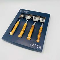 Conjunto 4 Colheres para Mesa de Aço Inox com Cabo em Bambu Tulum- Wolff Conjunto 4 Colheres para Mesa de Aço Inox com Cabo em Bambu Tulum- Wolff