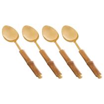 Conjunto 4 Colheres Para Mesa Wolff De Aço Inox Com Cabo De Bambu Tulum Dourado 20,5cm Conjunto 4 Colheres Para Mesa Wolff De Aço Inox Com Cabo De Bambu Tulum Dourado 20,5cm