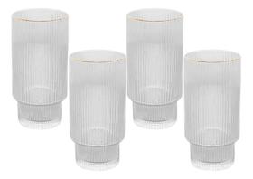 Conjunto 4 Copos Altos Lines Com Fio De Ouro Cristal Ecológico 400ml Wolff Conjunto 4 Copos Altos Lines Com Fio De Ouro Cristal Ecológico 400ml Wolff