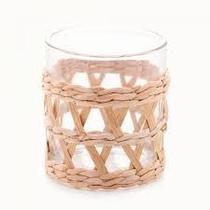 Conjunto 4 copos baixos de vidro com sisal 320ml Wolff