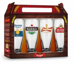 Conjunto 4 copos munich - cervejas internacionais - Brasfoot