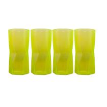 Conjunto 4 copos rombus 465ml neon amarelo vidro