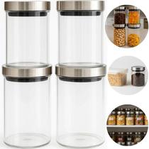 Conjunto 4 de Potes de Vidro Tampa Inox Belovidro Belakaza
