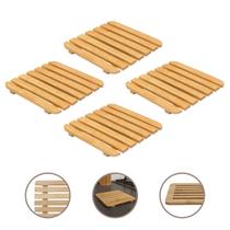 Conjunto 4 Descansos de Panela Quadrados 17cm Bambu Ecológico Premium