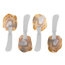 Conjunto 4 Espátulas de Aço Inox e Ágata para Patês Wolff Conjunto 4 Espátulas de Aço Inox e Ágata para Patês Wolff