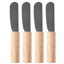 Conjunto 4 espátulas para manteiga com cabo de madeira 10 cm Conjunto 4 espátulas para manteiga com cabo de madeira 10 cm