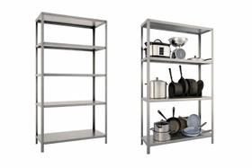 Conjunto 4 Estantes Aço Inox 4 e 5 Prateleiras Cozinha Industrial Conjunto 4 Estantes Aço Inox 4 e 5 Prateleiras Cozinha Industrial