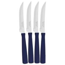 Conjunto 4 Facas Serra Churrasco Tramontina Inox New Kolor