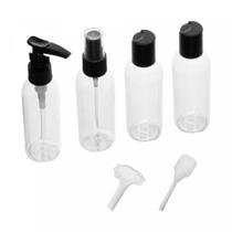 Conjunto 4 Frascos para Viagem de Plástico com Tampa Preta - Lyor Conjunto 4 Frascos para Viagem de Plástico com Tampa Preta - Lyor