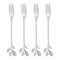 Conjunto 4 Garfos de Aço Inox Aperitivo Leaves Prata - Wolff