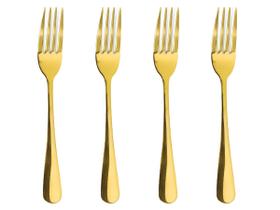 Conjunto 4 Garfos Mesa Elite Dourado Talheres Gourmet Mix em Aço Inox Conjunto 4 Garfos Mesa Elite Dourado Talheres Gourmet Mix em Aço Inox