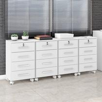 Conjunto 4 Gaveteiros para Escritório 4 Gavetas com Rodízios e Chave Gávea Conjunto 4 Gaveteiros para Escritório 4 Gavetas com Rodízios e Chave Gávea