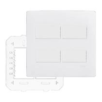 Conjunto 4 Interruptor Simples com Suporte 4x4 Branco Fame