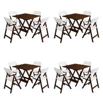 Conjunto 4 Jogos Mesa Dobrável Elegance 70x70 8 Ripas 4 Cadeiras Imbuia Polipropileno - Branco Conjunto 4 Jogos Mesa Dobrável Elegance 70x70 8 Ripas 4 Cadeiras Imbuia Polipropileno - Branco