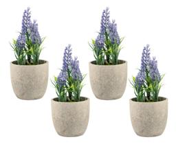 Conjunto 4 Lavanda Nevada Artificial Vaso Liso Decorativo Conjunto 4 Lavanda Nevada Artificial Vaso Liso Decorativo