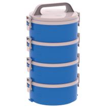 Conjunto 4 Marmita Térmica Marmitex Termoprato 1,5l Almoço Lanche Tekcor 2S 1D 1T - Soprano