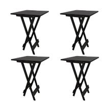 Conjunto 4 Mesa Bistrô de Madeira Dobrável Quadrada Reforçada para Varanda e Comércio Altas - Preto Conjunto 4 Mesa Bistrô de Madeira Dobrável Quadrada Reforçada para Varanda e Comércio Altas - Preto