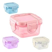 Conjunto 4 Mini Potes Coloridos Plástico Tampa E Trava 150ml Colorido Conjunto 4 Mini Potes Coloridos Plástico Tampa E Trava 150ml Colorido