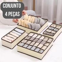 Conjunto 4 Organizador de Gavetas Estojo com Divisorias Para Guarda Roupas Portatil Dobravel Roupas Intimas e Objetos