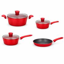 Conjunto 4 Panelas 3 Tampas Antiaderente Revestimento Cerâmica Granito Indução