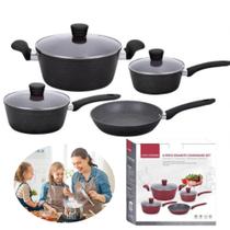 Conjunto 4 Panelas Antiaderente Com Tampa De Vidro Indução