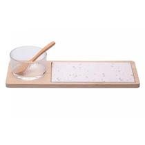 Conjunto 4 pçs Petisqueira de Vidro com Colher e Bandeja em Bambu 220446 - Lyor Conjunto 4 pçs Petisqueira de Vidro com Colher e Bandeja em Bambu 220446 - Lyor