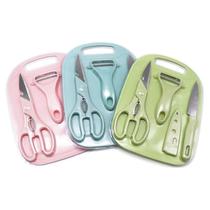 Conjunto 4 Pçs Sortido Utensílios de Cozinha Inox Tesoura Descascador Faca Tabua Frutas Verduras Legumes Abridor de Garrafas Quebra Nozes Castanhas Conjunto 4 Pçs Sortido Utensílios de Cozinha Inox Tesoura Descascador Faca Tabua Frutas Verduras Legumes Abridor de Garrafas Quebra Nozes Castanhas