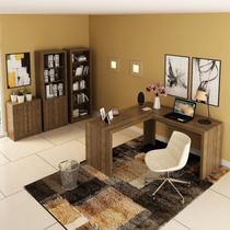 Conjunto 4 peças com 1 Escrivaninha em L, 2 Estantes e 1 Balcão Espresso Móveis Nogal Conjunto 4 peças com 1 Escrivaninha em L, 2 Estantes e 1 Balcão Espresso Móveis Nogal