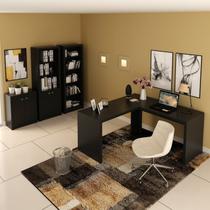 Conjunto 4 peças com 1 Escrivaninha em L, 2 Estantes e 1 Balcão Espresso Móveis Conjunto 4 peças com 1 Escrivaninha em L, 2 Estantes e 1 Balcão Espresso Móveis
