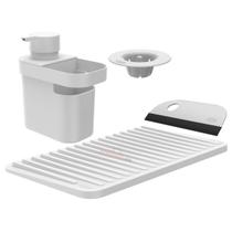 Conjunto 4 Peças Cozinha Dispenser Detergente Escorredor Ralo Rodo Pia Branco - Kte 055 Ou Conjunto 4 Peças Cozinha Dispenser Detergente Escorredor Ralo Rodo Pia Branco - Kte 055 Ou