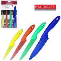 Conjunto 4 Peças De Faca De Cozinha De Inox Cabo Plástico Color Hauskraft
