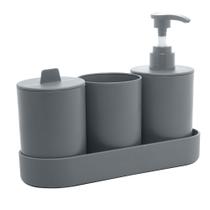 Conjunto 4 Peças Em Pp Para Banheiro Lyor Porta Escovas e Dispenser Para Sabonete Liquido