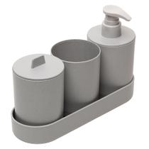 Conjunto 4 Peças Em Pp Para Banheiro Lyor Porta Escovas e Dispenser Para Sabonete Liquido