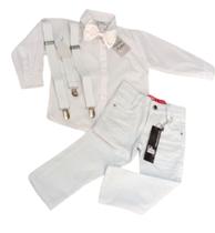 Conjunto 4 peças festa menino bebe Batizado calça/camisa Tam 9/12 meses