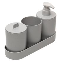 Conjunto 4 Peças para Banheiro PP e Bambu Lyor Conjunto 4 Peças para Banheiro PP e Bambu Lyor