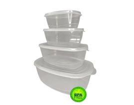 Conjunto 4 Peças Potes Plásticos Transparente Bpa Free