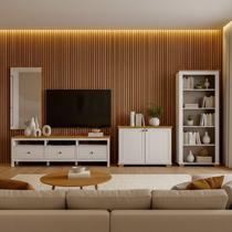 Conjunto 4 Peças Rack, Estante, Armário e Espelho Madeira Maciça Ananda CabeCasa MadeiraOriginals