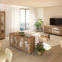 Conjunto 4 Peças Sala de Estar Mesa de Centro Levitá e Buffet e Rack e Cristaleira Murano